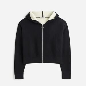 Madewell Double Face Cotton Blend Sweater Hoodie Cashmere Blend Black XXS NWT